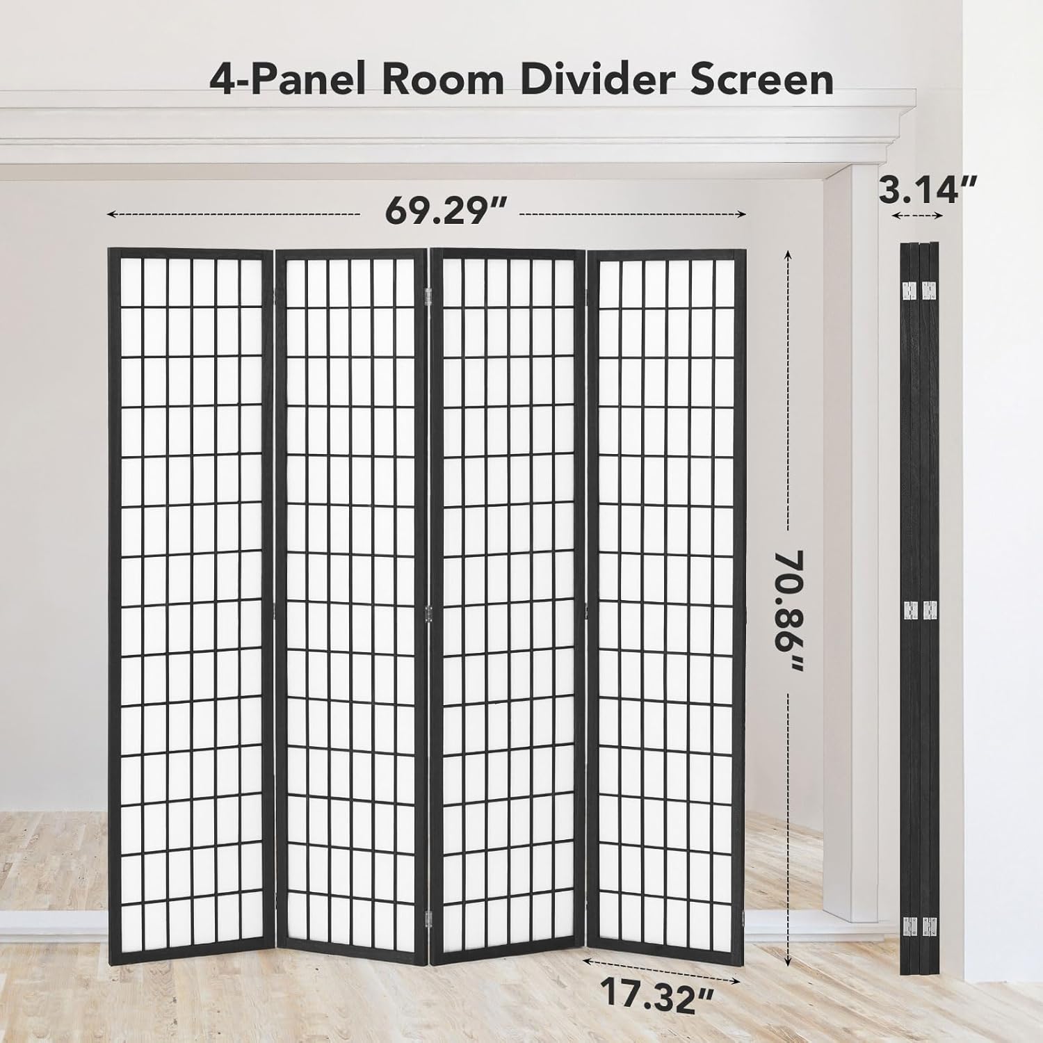 6ft Room Divider Wall, 4 Panel - Shoji Screen Divider reseña y precio