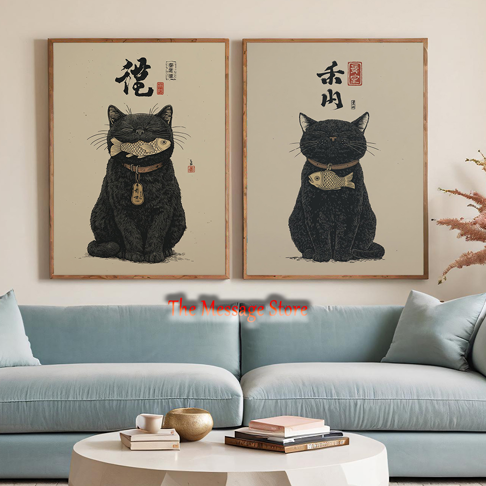 Black Lucky Cat Ukiyo-e Japane - Japanese Lifestyle And Traditions reseña y precio