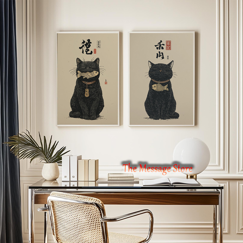 Black Lucky Cat Ukiyo-e Japane - Japanese Lifestyle And Traditions reseña y precio