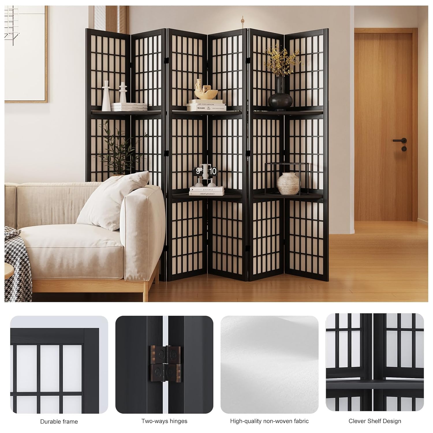 Room Divider with Shelves, 66. - Shoji Screen Divider reseña y precio