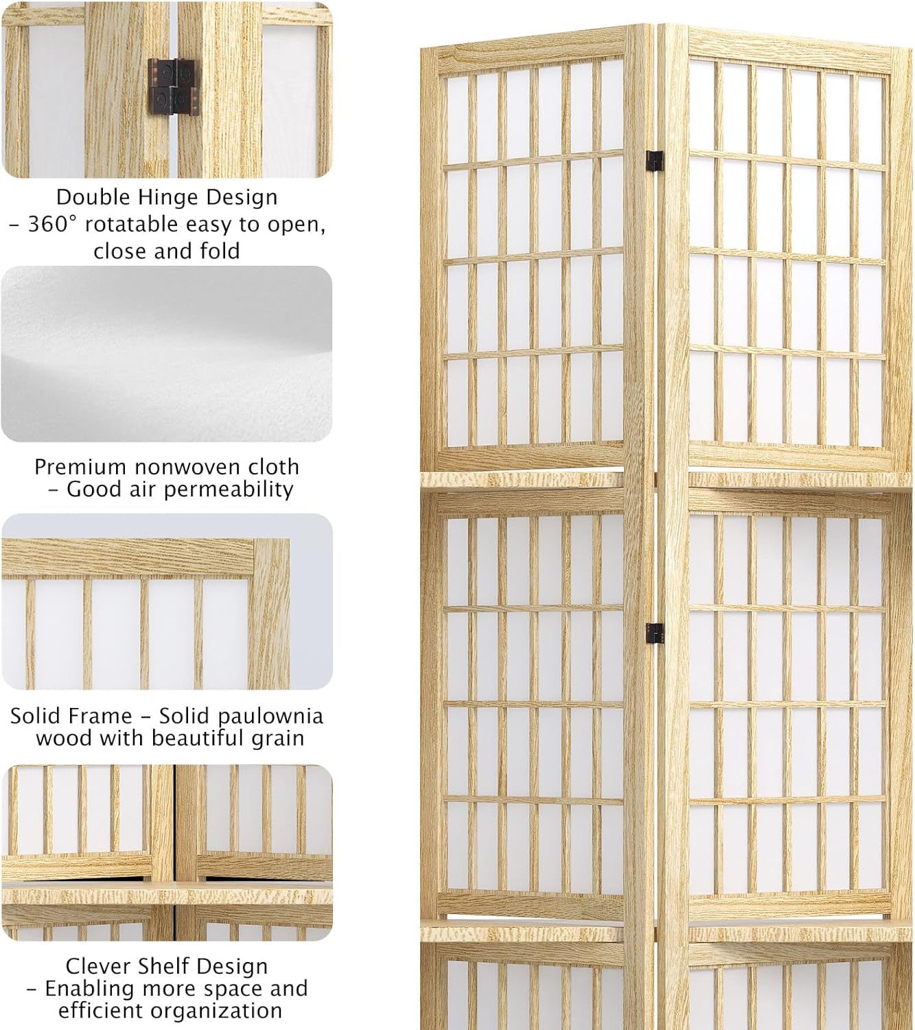 5.6FT Room Divider and Folding - Shoji Screen Divider reseña y precio