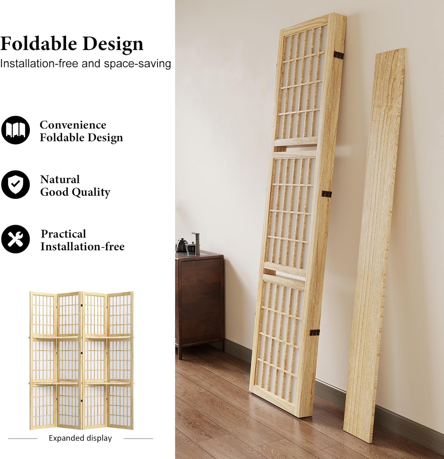 5.6FT Room Divider and Folding - Shoji Screen Divider reseña y precio