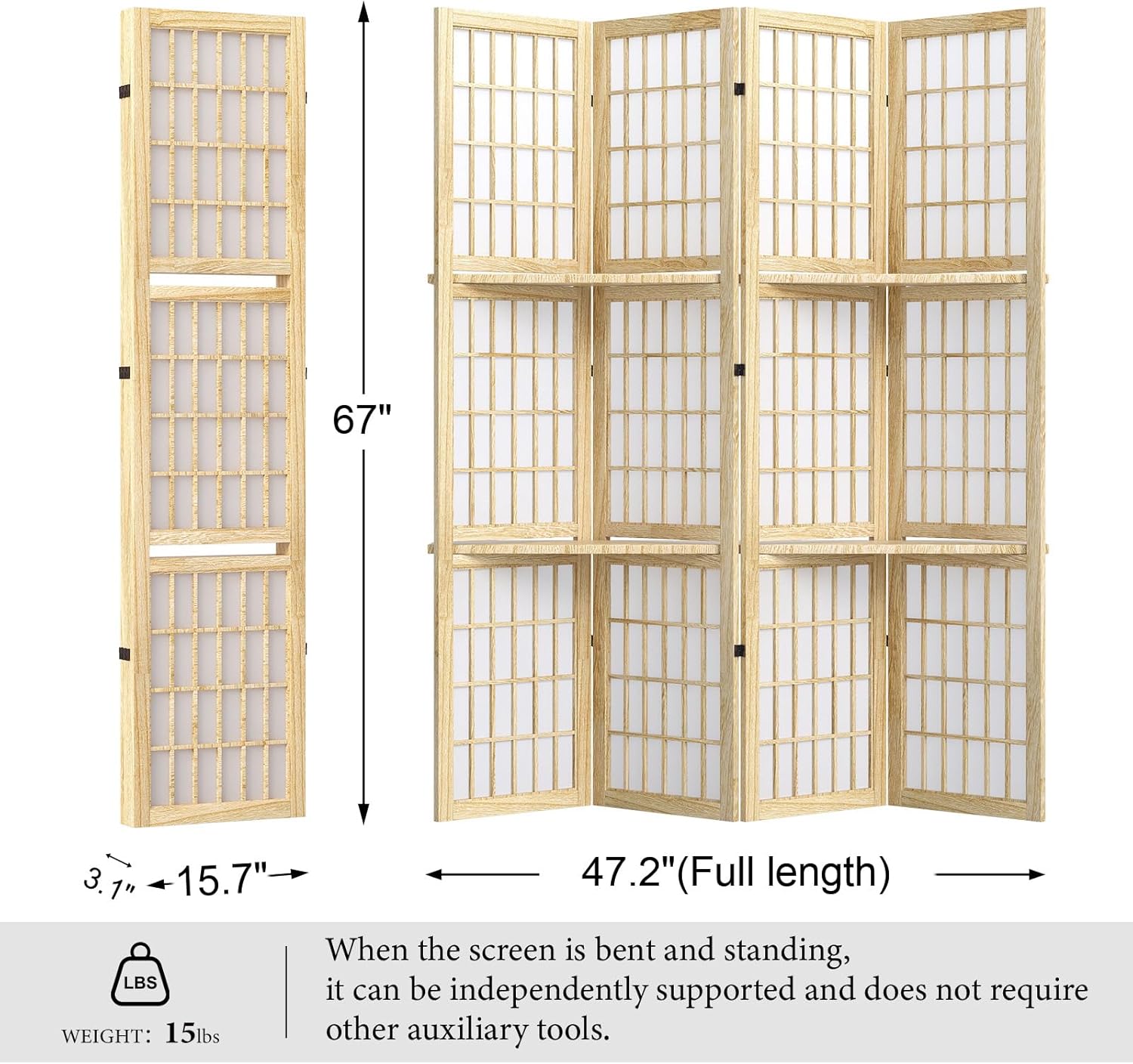5.6FT Room Divider and Folding - Shoji Screen Divider reseña y precio